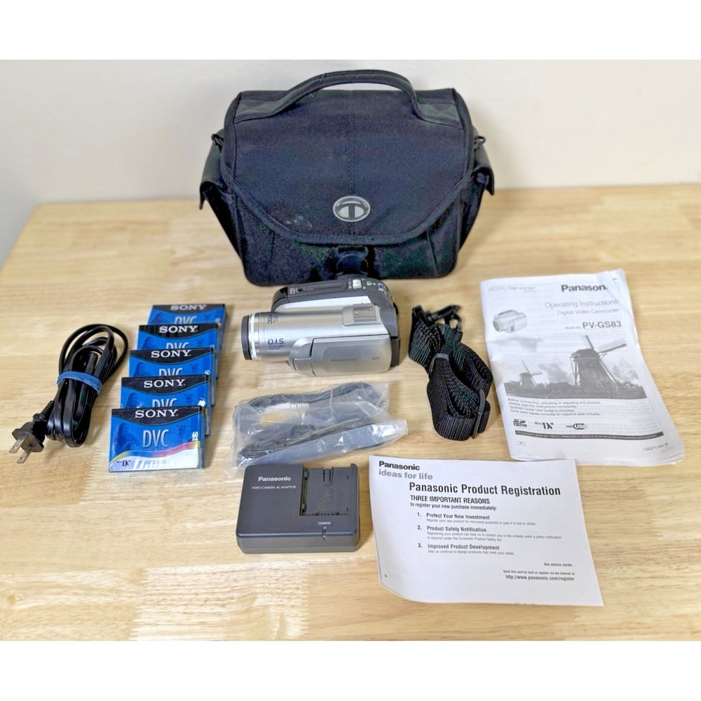 Panasonic PV-GS83 Mini DV 32X Camcorder w/ Accessories - TESTED WORKS - SEE VID